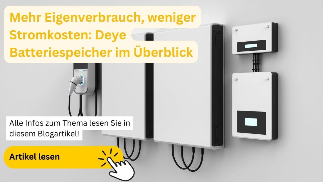 Deye Batteriespeicher und Ladestation an der Wand.