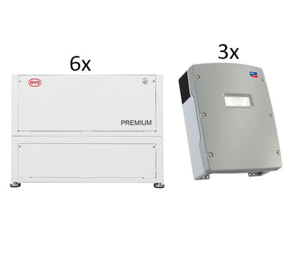 BYD + SMA (Bundle) B-BOX LVL 2021 15,4 (6 Stk./92,16 kWh) + 3x SI 8.0 Low Voltage Lithium-Ionen-Batteriespeichersystem