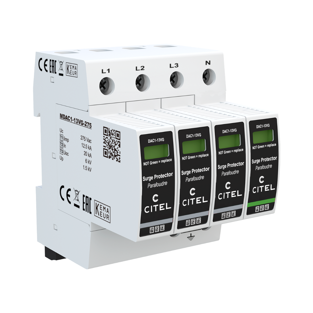 Bild von Citel DAC1-13VGS-31-275 - AC-Überspannungsschutz - 3-Phasen+N