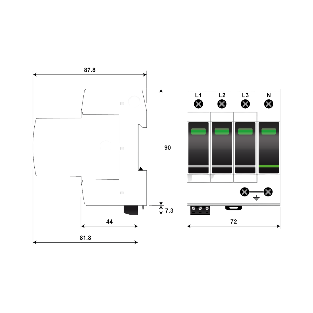 Bild von Citel DAC1-13VGS-31-275 - AC-Überspannungsschutz - 3-Phasen+N