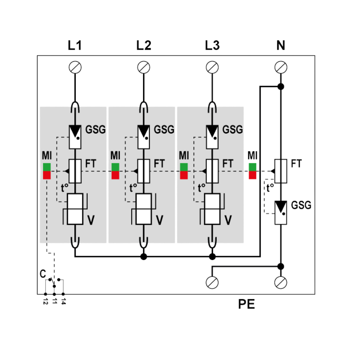 Bild von Citel DAC1-13VGS-31-275 - AC-Überspannungsschutz - 3-Phasen+N