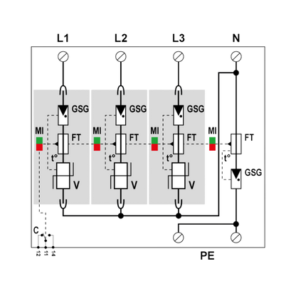 Bild von Citel DAC1-13VGS-31-275 - AC-Überspannungsschutz - 3-Phasen+N
