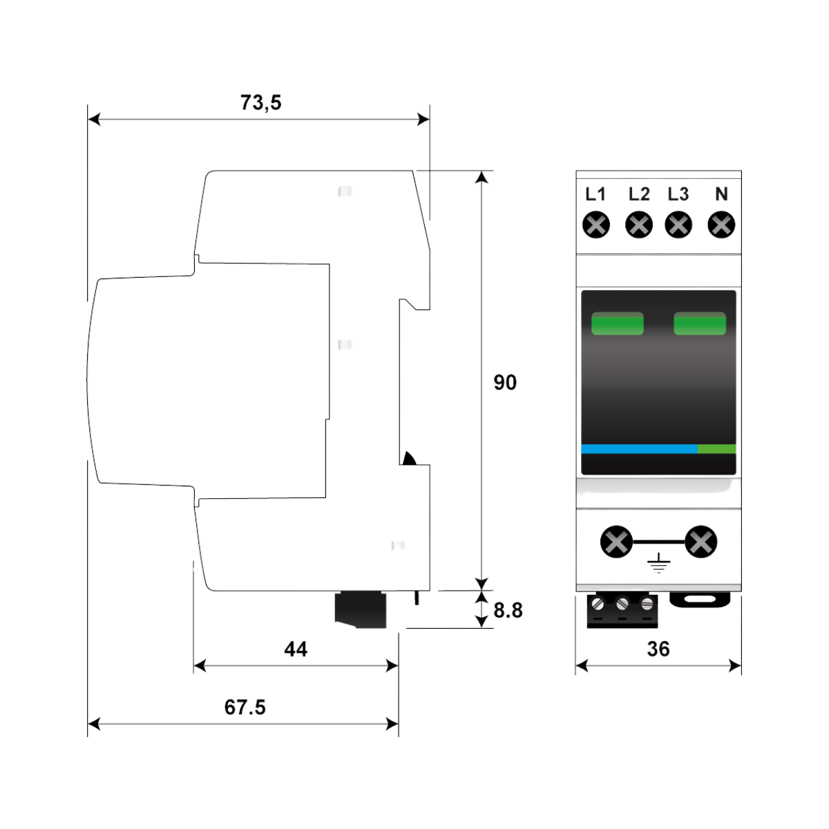Bild von Citel DAC15CS-31-275 AC-Überspannungsschutz - Typ 2+3 - 3-Phasen+N