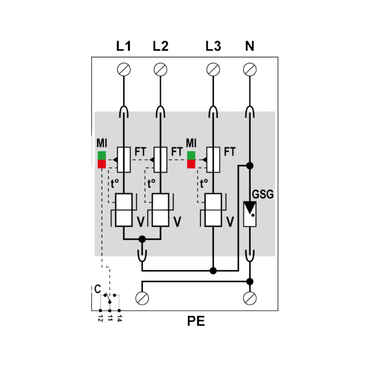 Bild von Citel DAC15CS-31-275 AC-Überspannungsschutz - Typ 2+3 - 3-Phasen+N