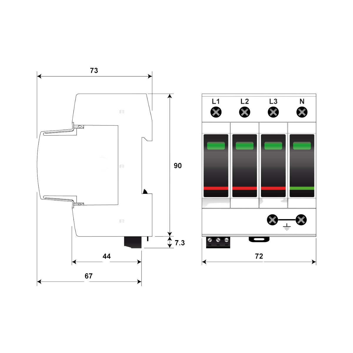 Bild von Citel DAC50VGS-31-275 AC-Überspannungsschutz - Typ 2+3 - 3-Phasen+N