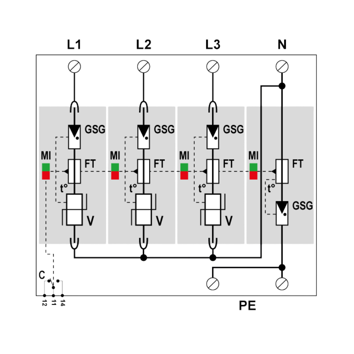 Bild von Citel DAC50VGS-31-275 AC-Überspannungsschutz - Typ 2+3 - 3-Phasen+N