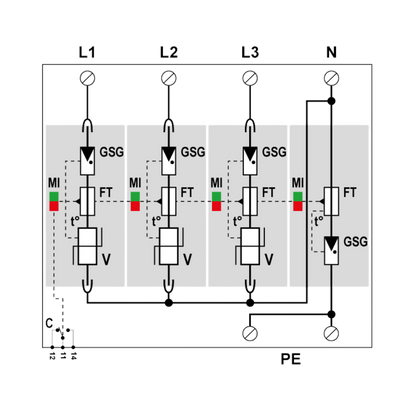 Bild von Citel DAC50VGS-31-275 AC-Überspannungsschutz - Typ 2+3 - 3-Phasen+N