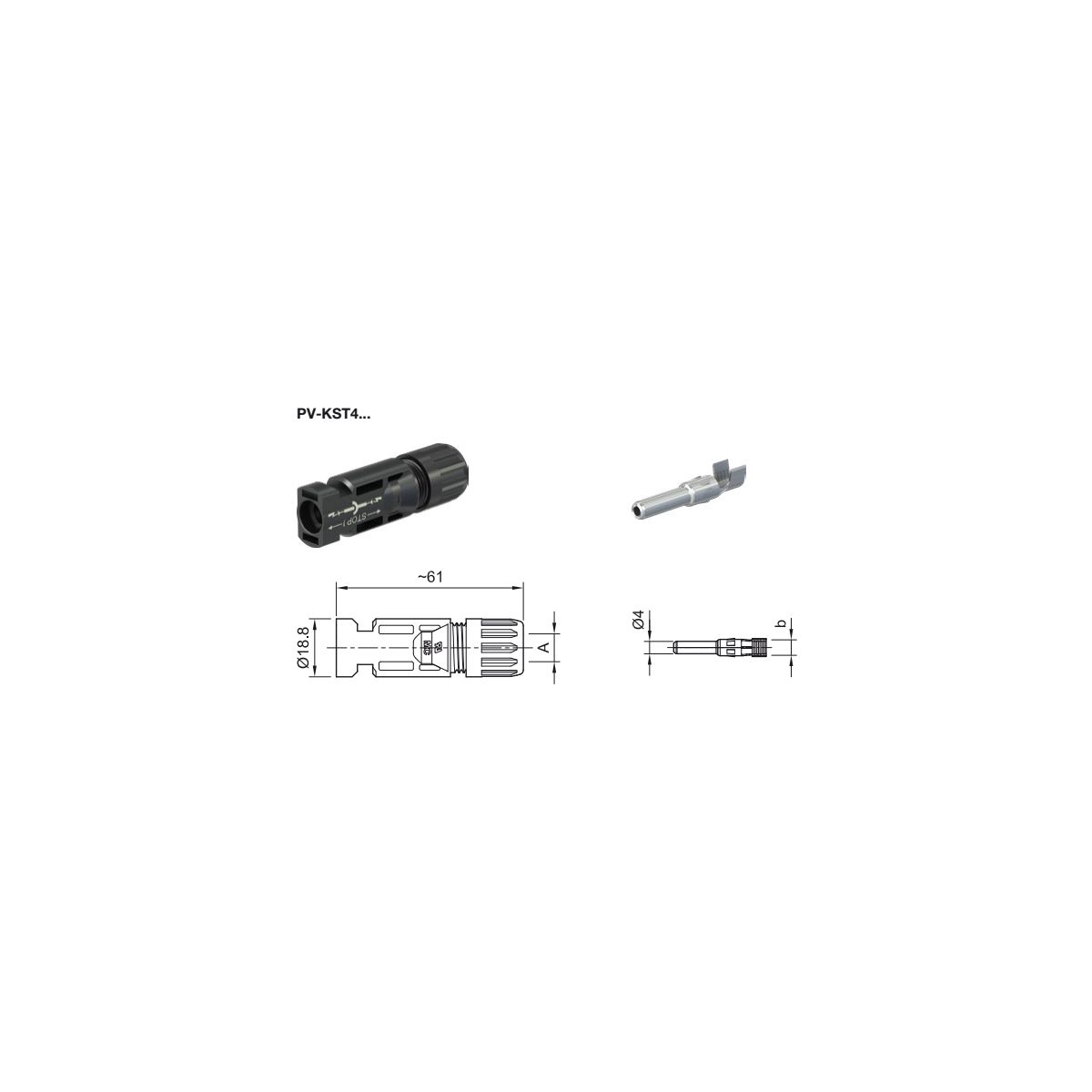 Stäubli Kabelkupplungsstecker MC4 PV-KST4/6X-UR, Solarkabel, Stecker